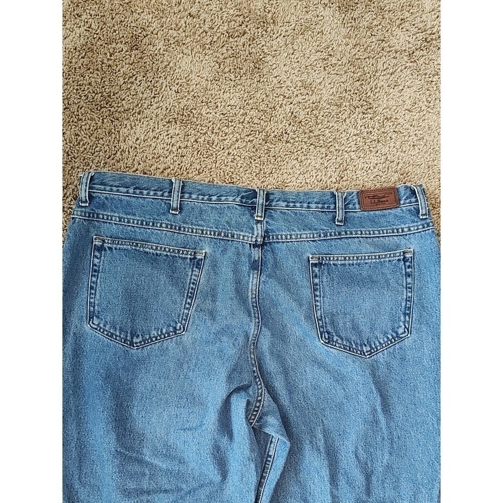 LL Bean Relaxed Fit Jeans Size 44X29 Blue used denim workwear dadcore cotton - Picture 11 of 12